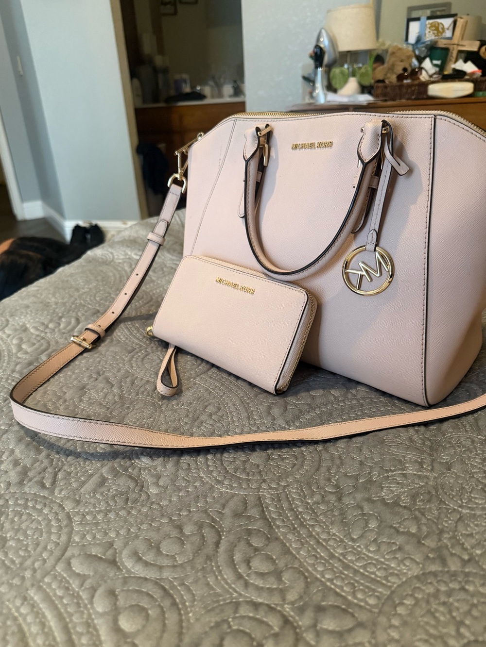 Michael Kors Blush Saffiano Satchel with Matching Wallet